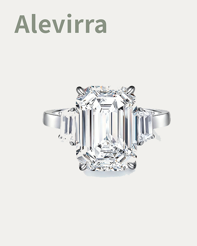 10-Carat Emerald-Cut Cubic Zirconia Ring