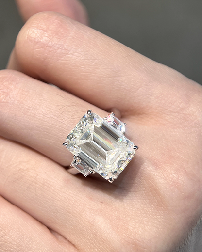 10-Carat Emerald-Cut Cubic Zirconia Ring